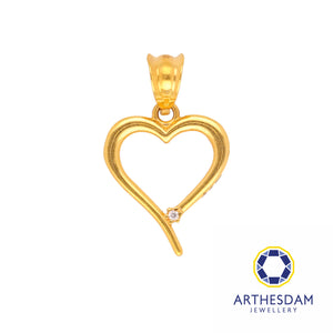 Arthesdam Jewellery 916 Gold Heart Outline with Stone Pendant