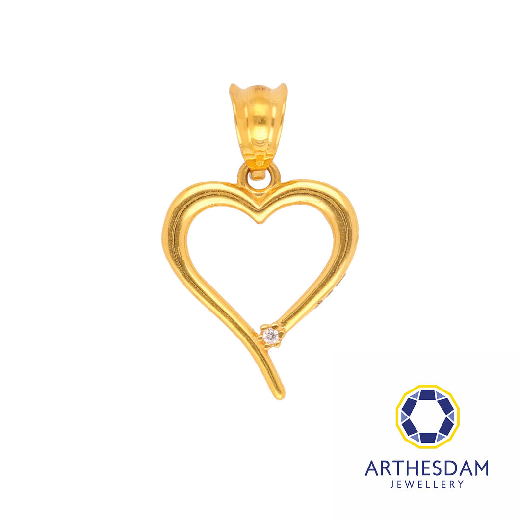 Arthesdam Jewellery 916 Gold Heart Outline with Stone Pendant