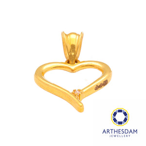 Arthesdam Jewellery 916 Gold Heart Outline with Stone Pendant