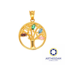 Load image into Gallery viewer, Arthesdam Jewellery 916 Gold Multi-Color Tree Pendant
