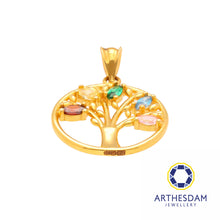 Load image into Gallery viewer, Arthesdam Jewellery 916 Gold Multi-Color Tree Pendant
