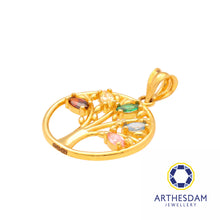 Load image into Gallery viewer, Arthesdam Jewellery 916 Gold Multi-Color Tree Pendant
