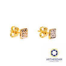 Load image into Gallery viewer, Arthesdam Jewellery 916 Gold Two-Toned Sparkly Square Earrings
