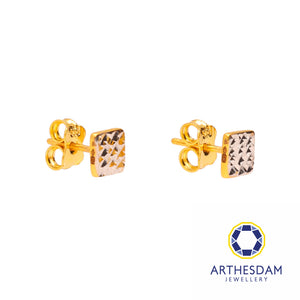 Arthesdam Jewellery 916 Gold Two-Toned Sparkly Square Earrings