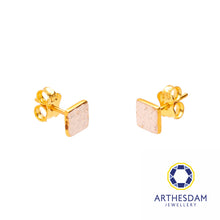 Load image into Gallery viewer, Arthesdam Jewellery 916 Gold Two-Toned Sparkly Square Earrings
