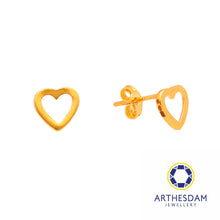 Load image into Gallery viewer, Arthesdam Jewellery 916 Gold Heart Outline Earrings
