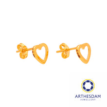 Load image into Gallery viewer, Arthesdam Jewellery 916 Gold Heart Outline Earrings
