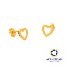 Load image into Gallery viewer, Arthesdam Jewellery 916 Gold Heart Outline Earrings
