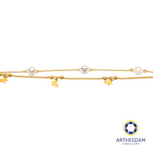 Load image into Gallery viewer, Arthesdam Jewellery 916 Gold Double Butterfly Row Charms Bracelet
