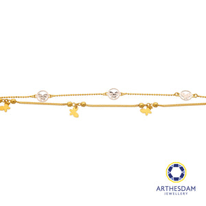 Arthesdam Jewellery 916 Gold Double Butterfly Row Charms Bracelet