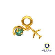 Load image into Gallery viewer, Arthesdam Jewellery 916 Gold Globe and Plane Charm
