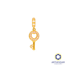 Load image into Gallery viewer, Arthesdam Jewellery 916 Gold Pink Key Heart Charm
