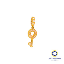 Load image into Gallery viewer, Arthesdam Jewellery 916 Gold Pink Key Heart Charm
