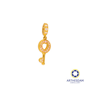 Arthesdam Jewellery 916 Gold Pink Key Heart Charm