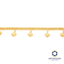 Load image into Gallery viewer, Arthesdam Jewellery 916 Gold Sandy Cowboy with Dangling Faceted Hearts Bracelet
